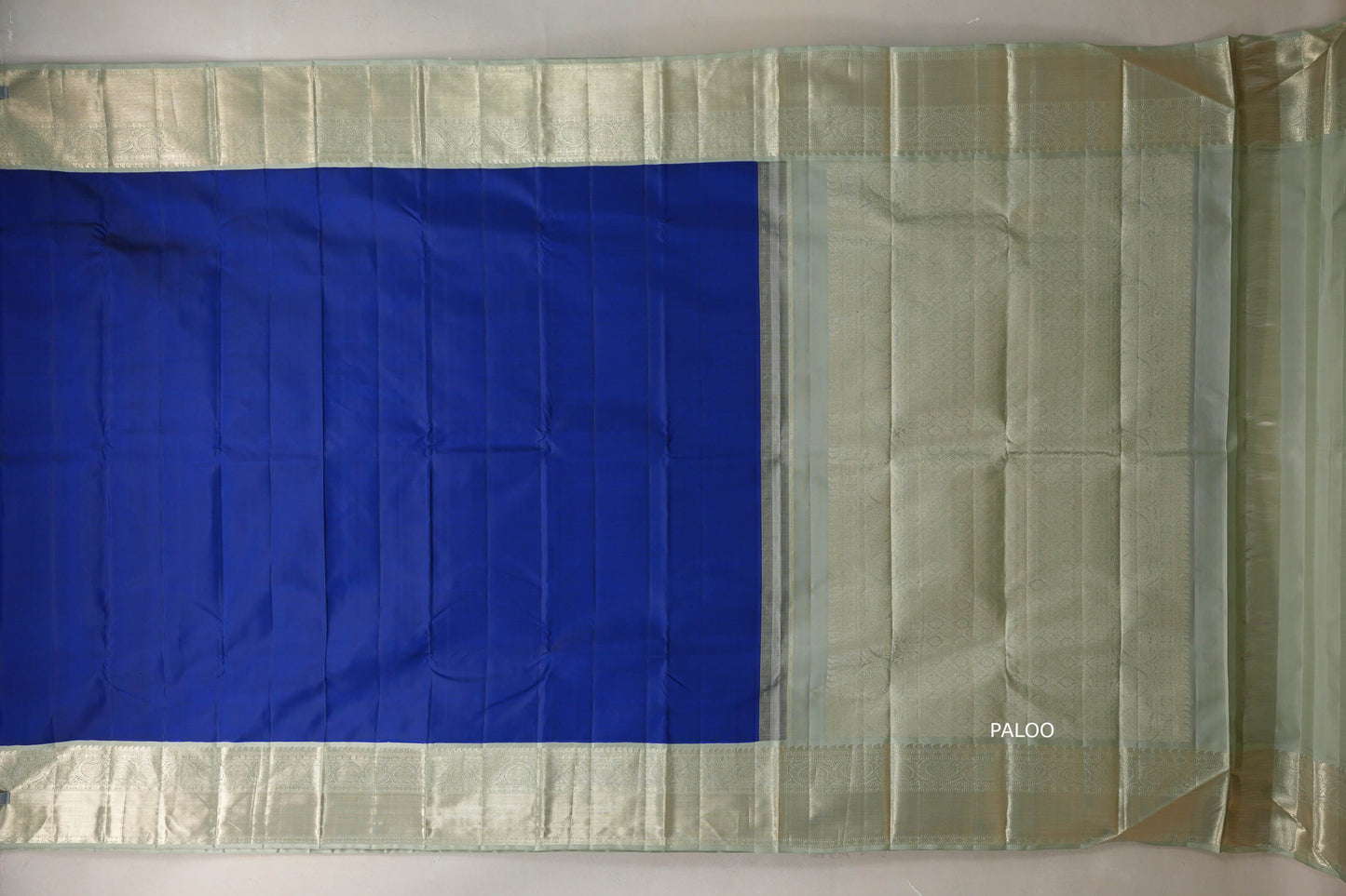 Bright blue with Sage Green borders Vintage Kanjivaram Silk Saree SS9376