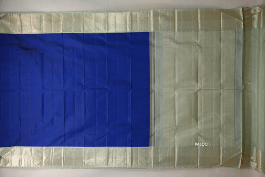 Bright blue with Sage Green borders Vintage Kanjivaram Silk Saree SS9376