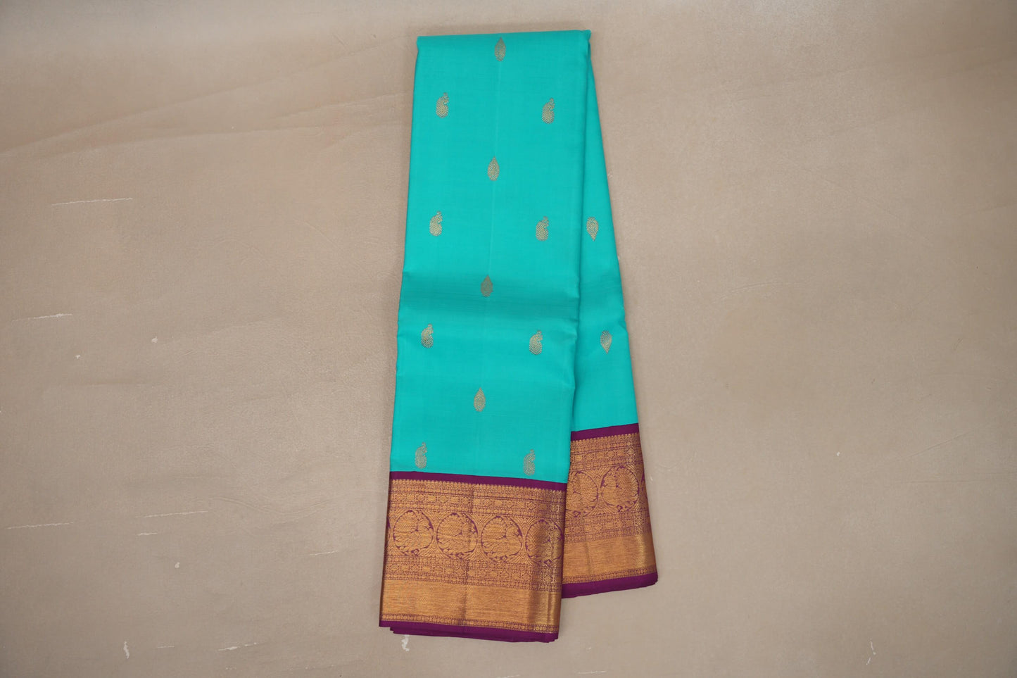 Rama blue with Deep Magenta borders Vintage Kanjivaram Silk Saree SS9377