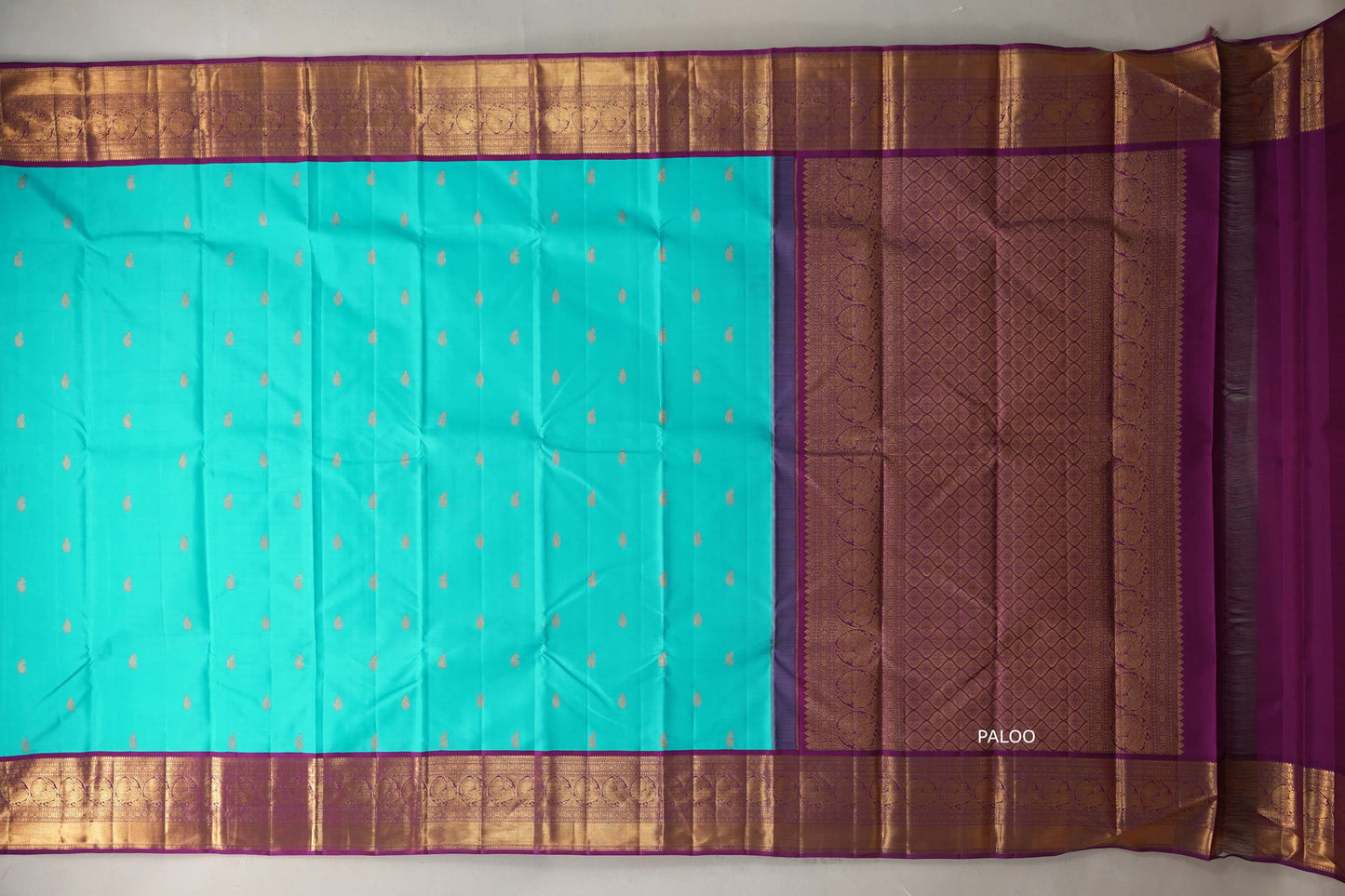 Rama blue with Deep Magenta borders Vintage Kanjivaram Silk Saree SS9377