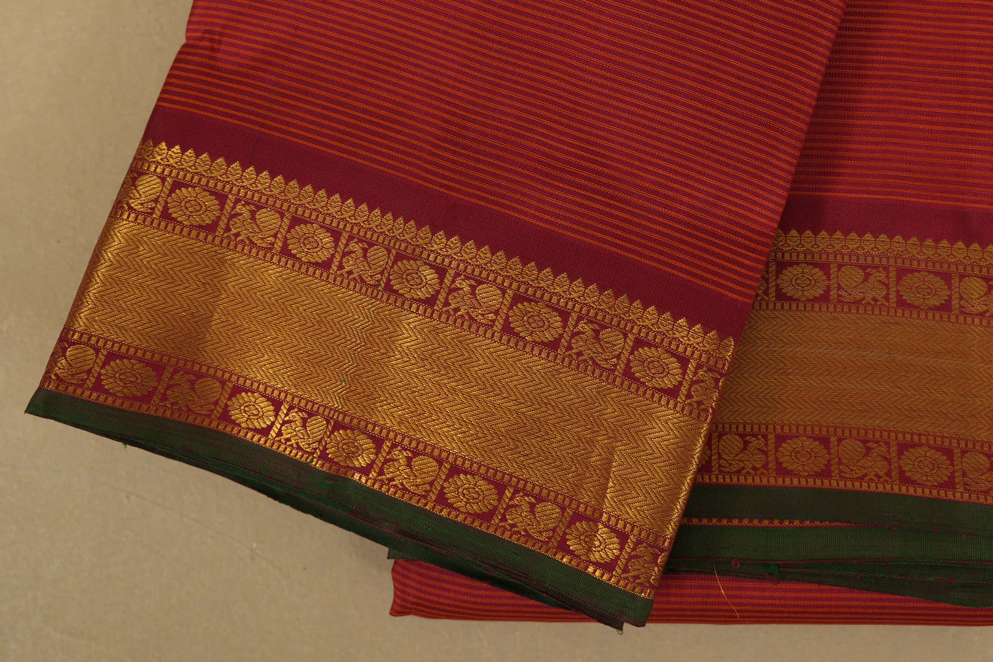 Rust with Maroon Borders Vintage Kanjivaram Silk Saree online