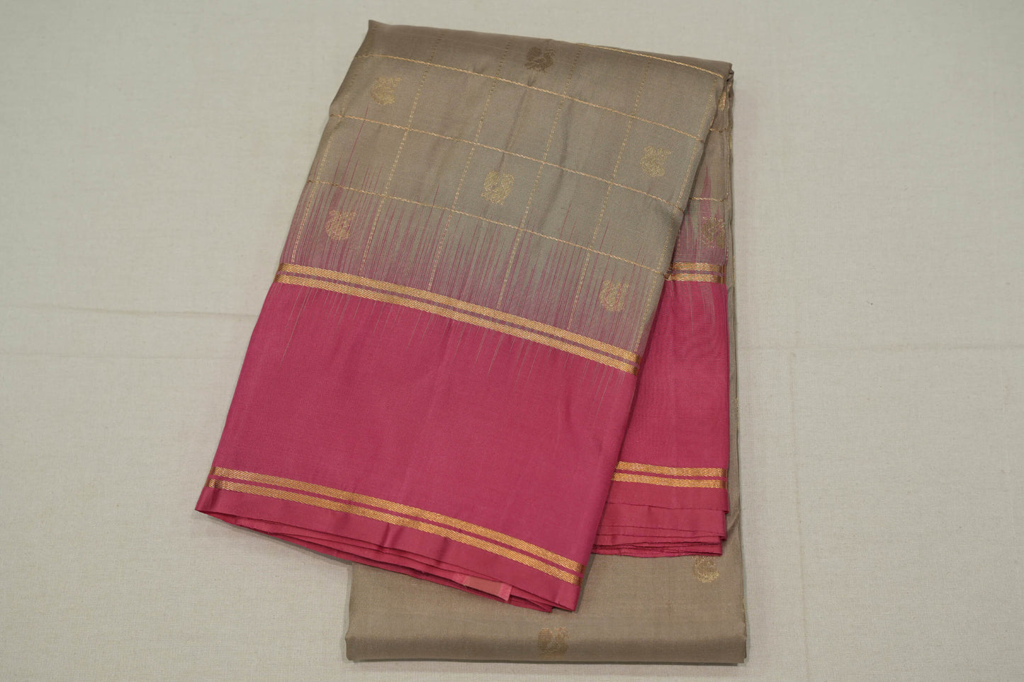 Light grey light weight kanchipuram silk saree