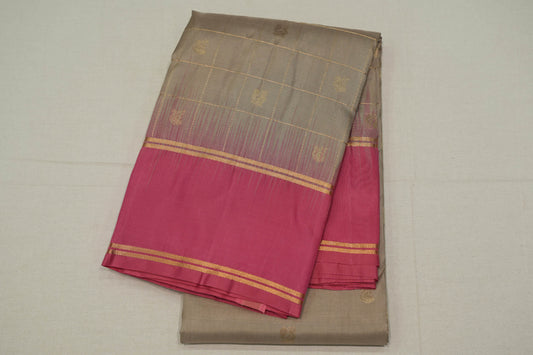 Light grey light weight kanchipuram silk saree