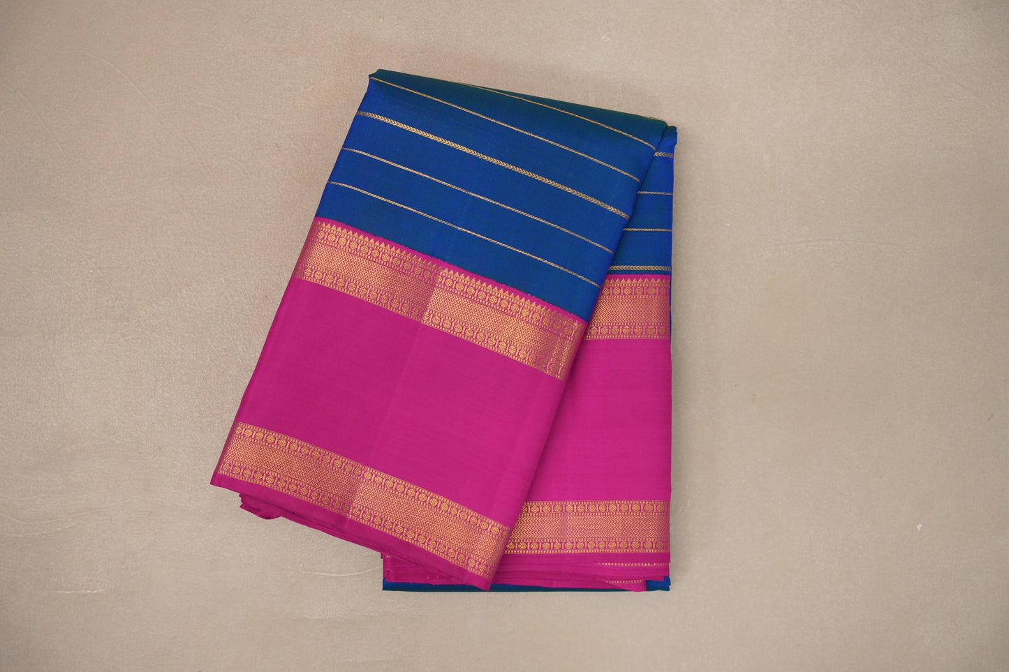 Dual Tone Green and Classic Blue Vintage Kanjivaram Silk Saree SS9379