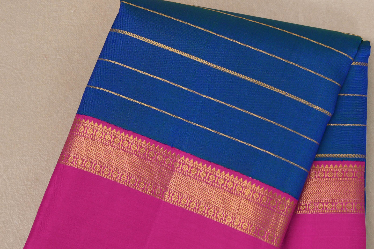 Dual Tone Green and Classic Blue Vintage Kanjivaram Silk Saree SS9379