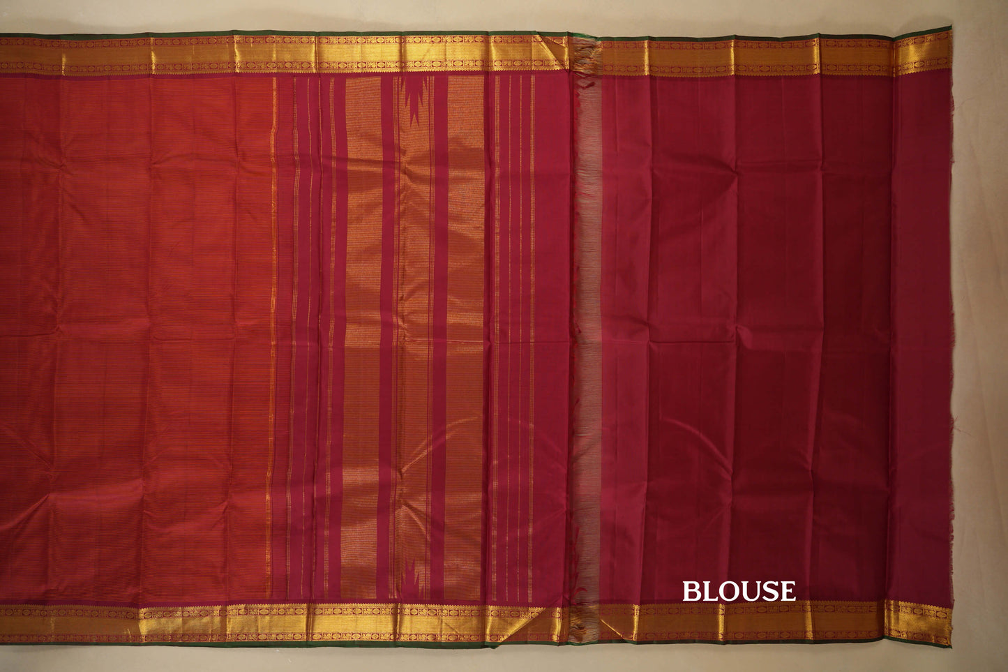 Rust with Maroon Borders Vintage Kanjivaram Silk Saree blouse