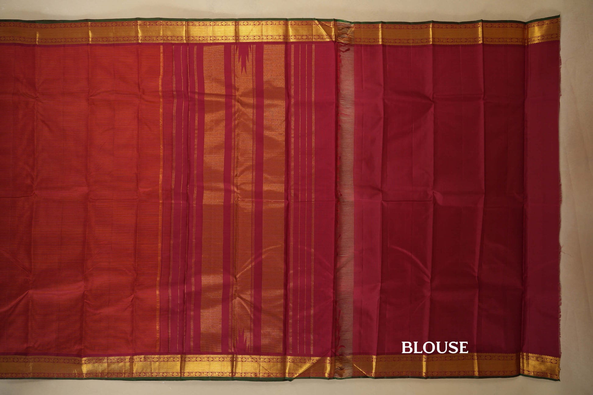 Rust with Maroon Borders Vintage Kanjivaram Silk Saree blouse