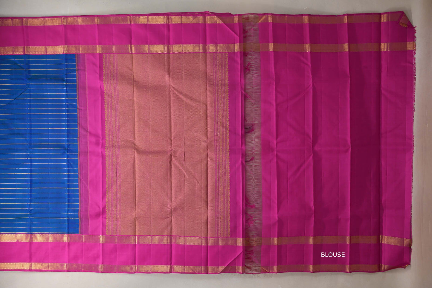 Dual Tone Green and Classic Blue Vintage Kanjivaram Silk Saree SS9379