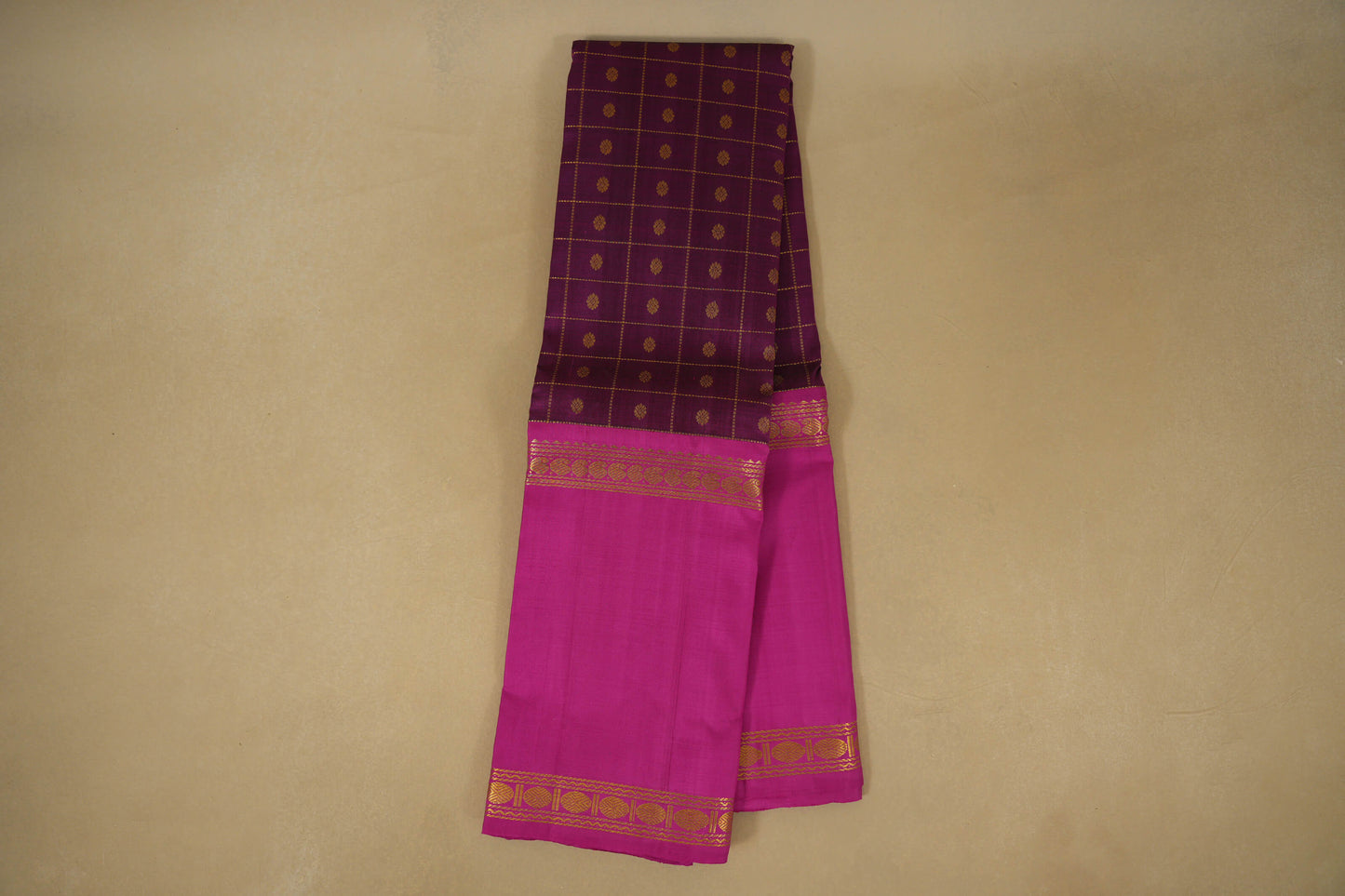 Online Magenta with Pink Borders Vintage Kanjivaram Silk Saree
