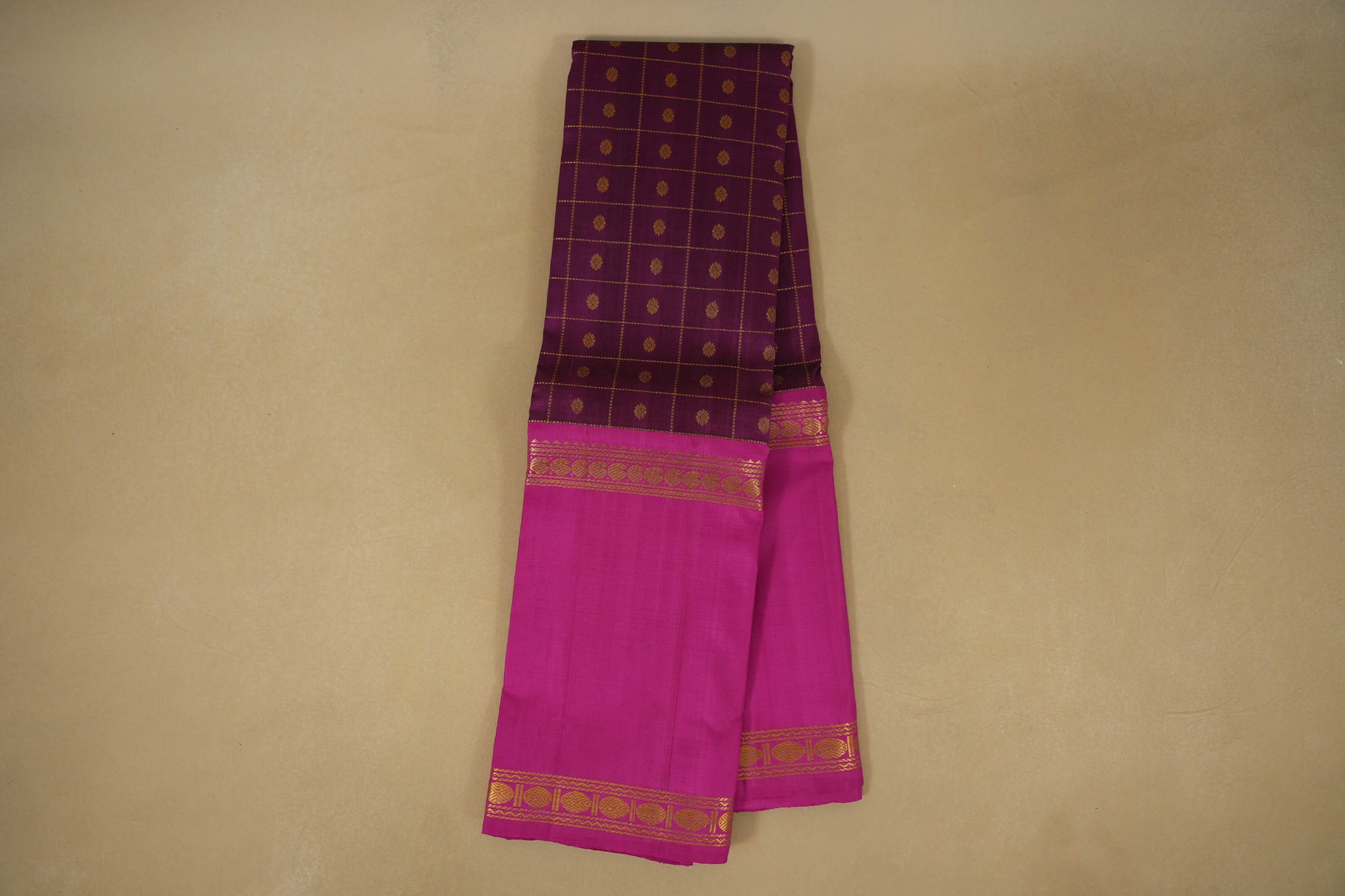 Online Magenta with Pink Borders Vintage Kanjivaram Silk Saree