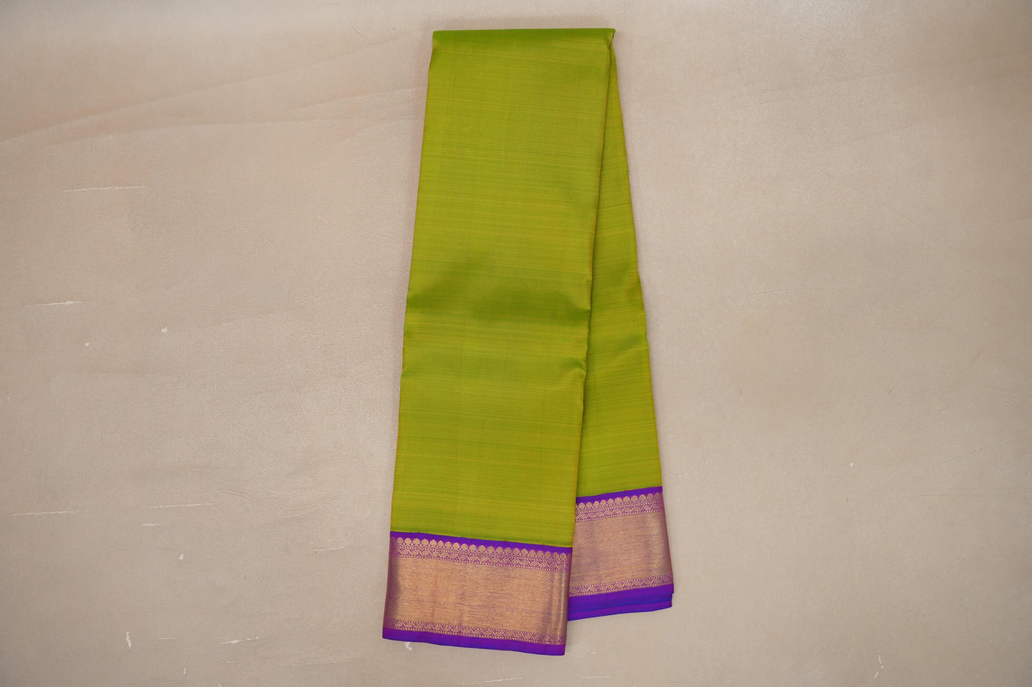 Parrot green with Dual Tone Blue and Magenta borders Vintage Kanjivaram Silk Saree SS9380
