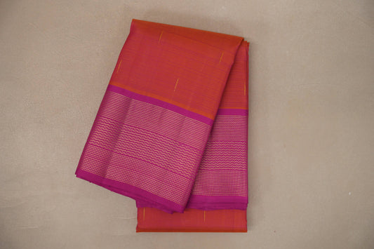 Dual Tone Orangish Pink and Pink Vintage Kanjivaram Silk Saree SS9384