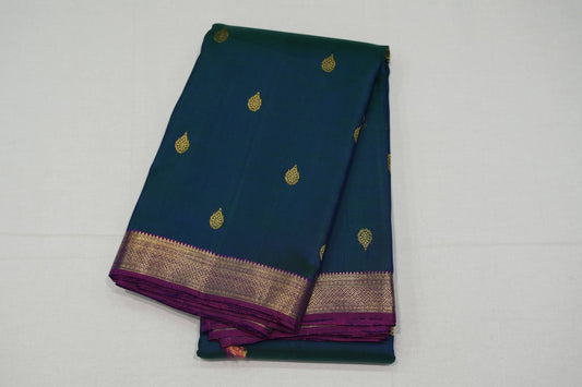 Peacock blue vintage kanchipuram silk saree
