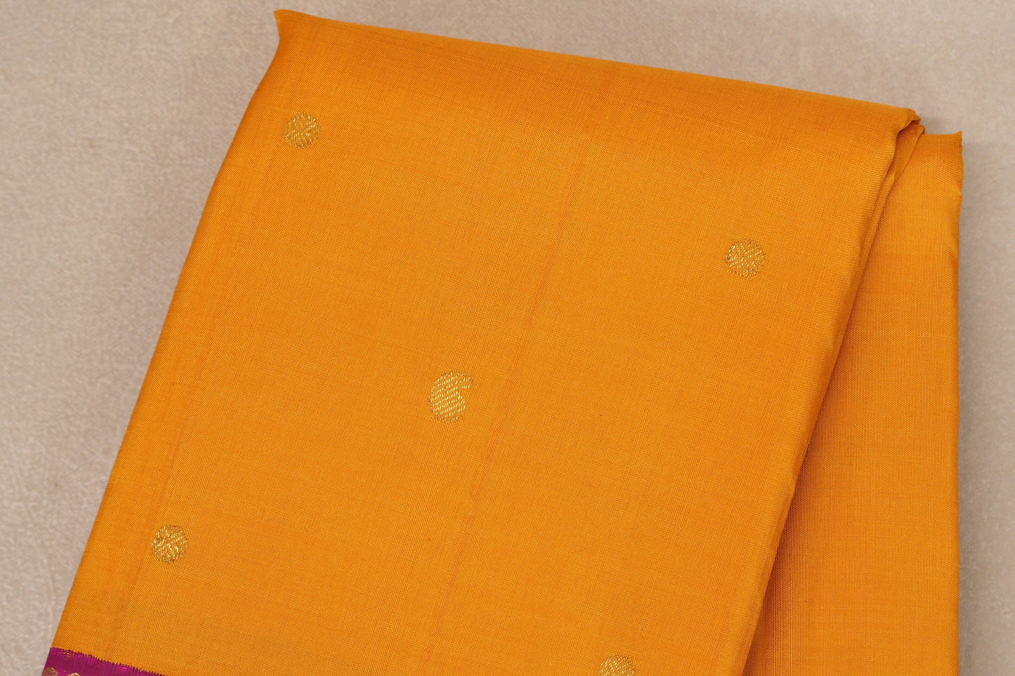 Mango yellow with Deep pink with green selvedge borders Vintage Kanjivaram Silk Saree SS9387