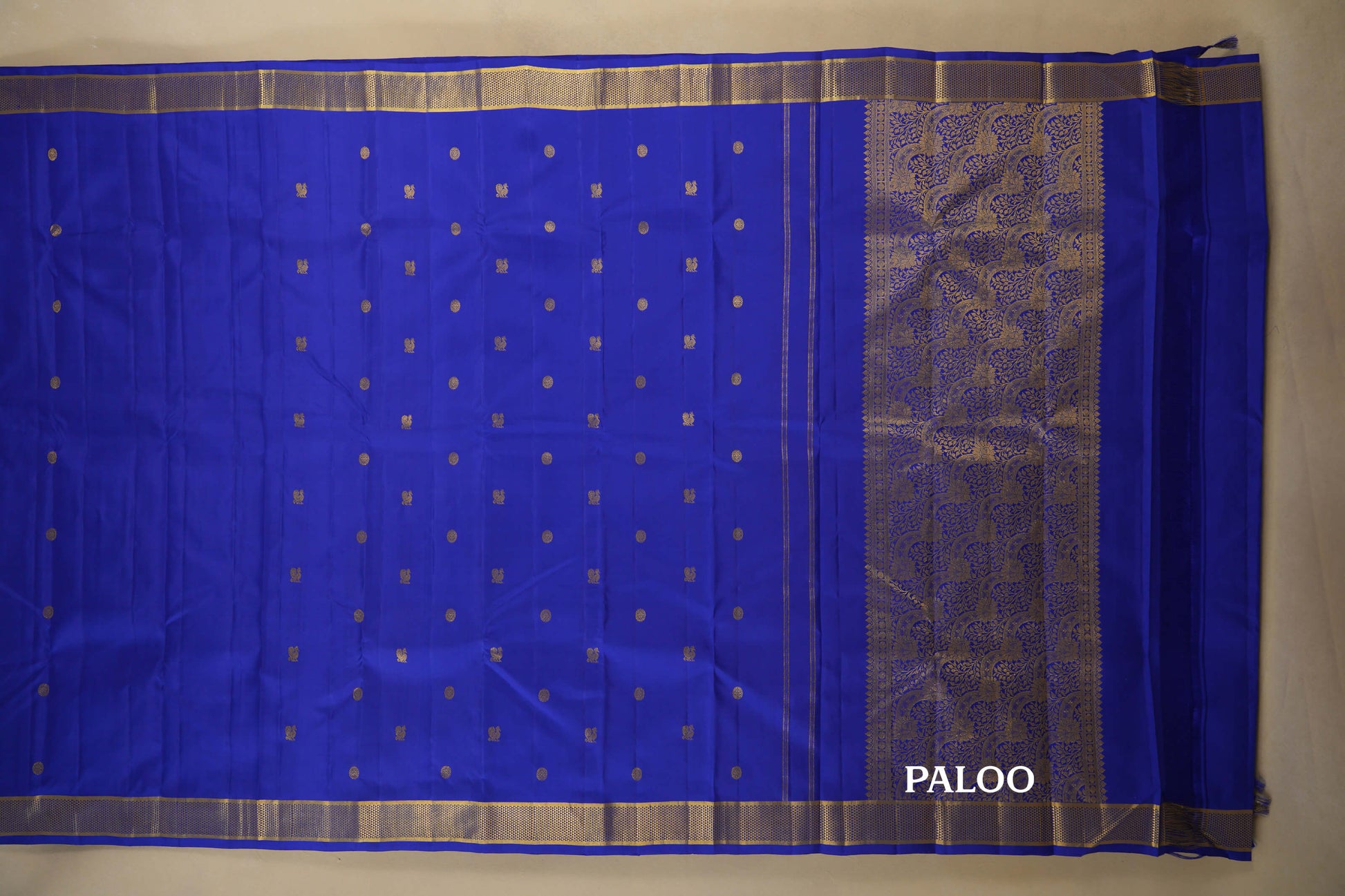 Royal Blue Vintage Kanjivaram Silk Saree paloo