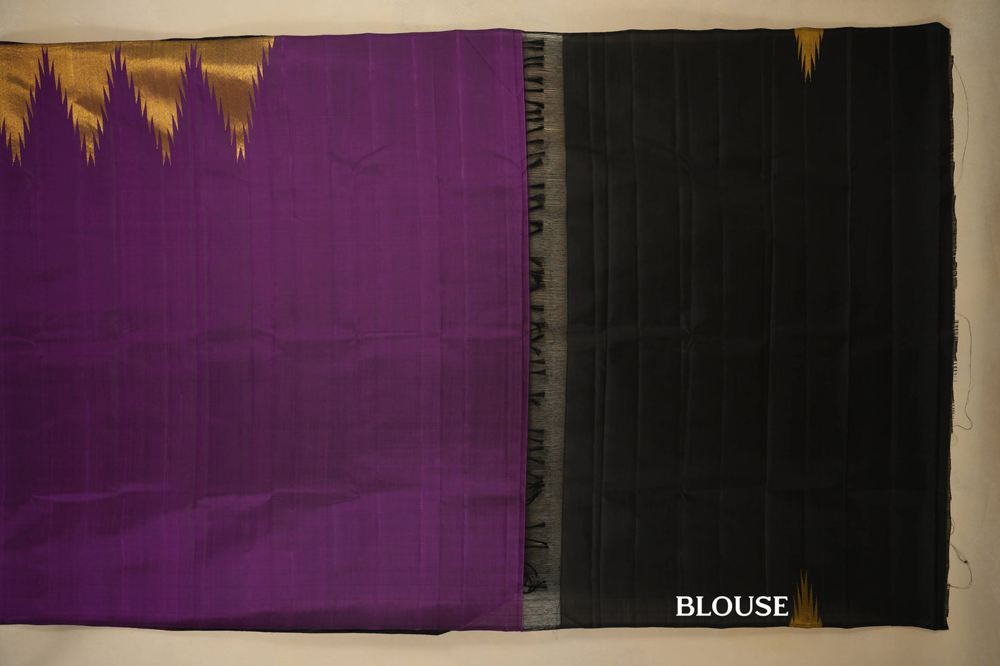 Magenta with Tissue Temple Borders Vintage Kanjivaram Silk Saree blouse