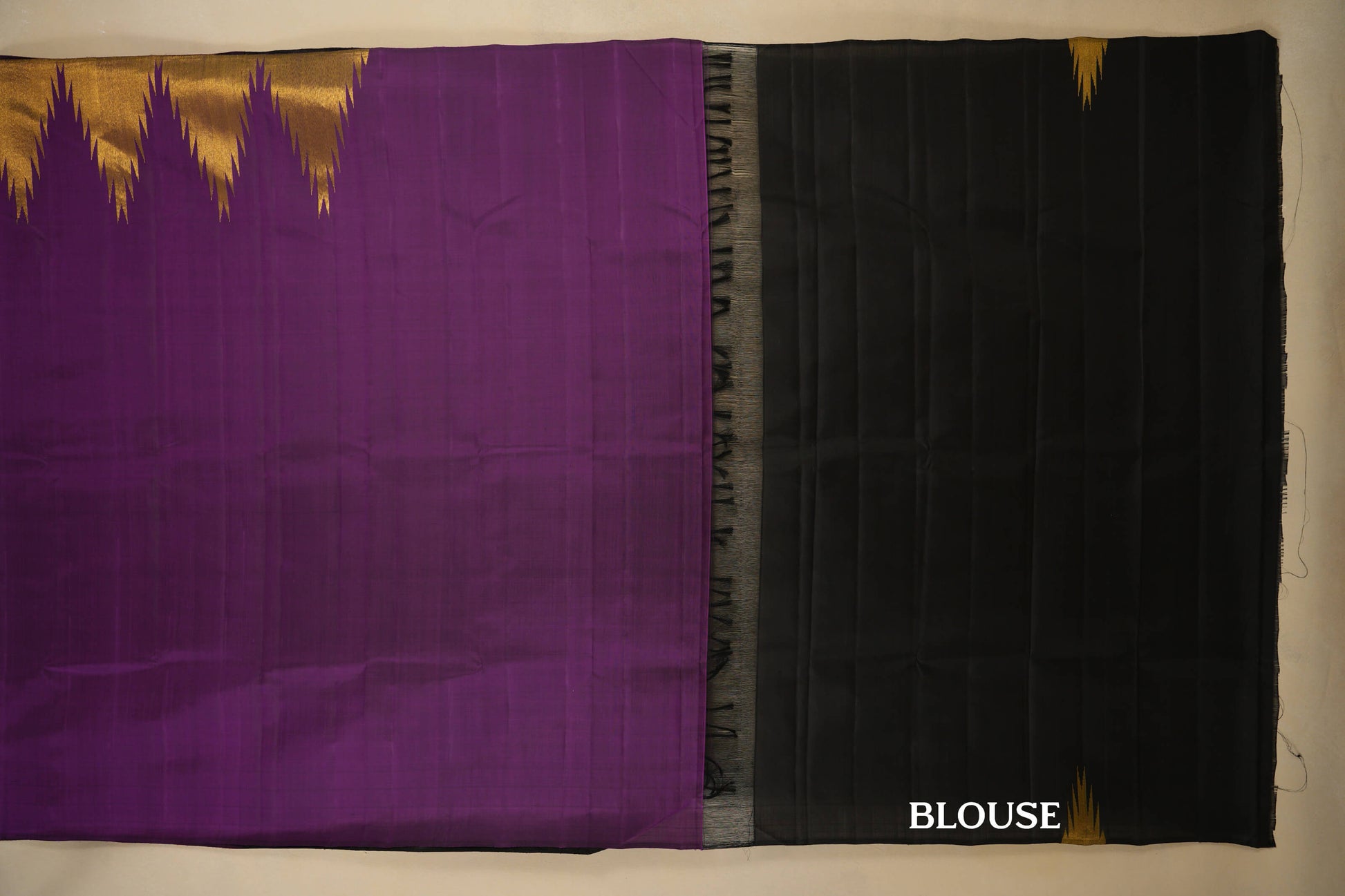 Magenta with Tissue Temple Borders Vintage Kanjivaram Silk Saree blouse