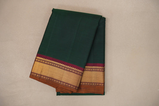 Bottle Green with deep maroon borders Vintage Kanjivaram Silk Saree SS9389