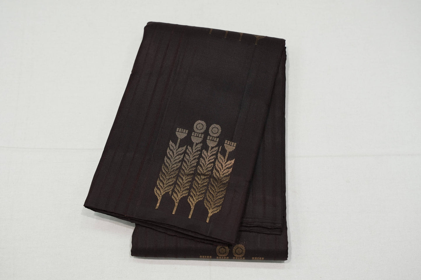 Dark brown light weight kanchipuram silk saree