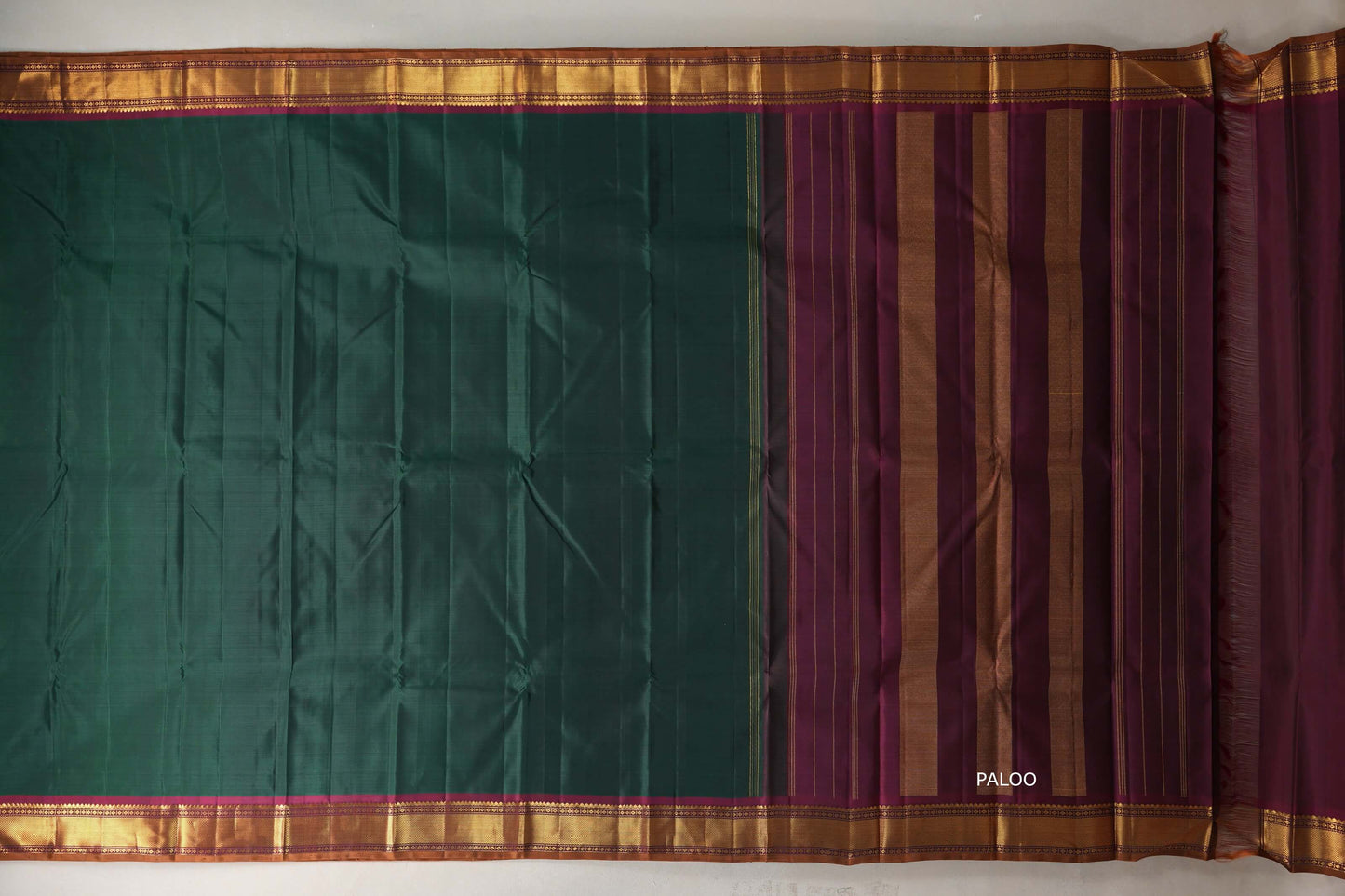 Bottle Green with deep maroon borders Vintage Kanjivaram Silk Saree SS9389