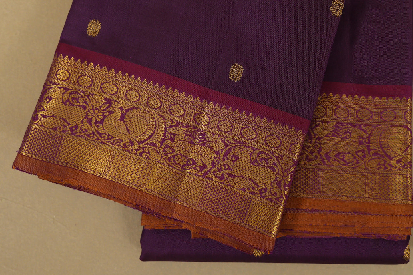 Dark Magenta with Maroon Borders Vintage Kanjivaram Silk Saree SS8302