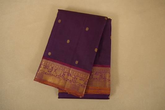 Dark Magenta with Maroon Borders Vintage Kanjivaram Silk Saree SS8302