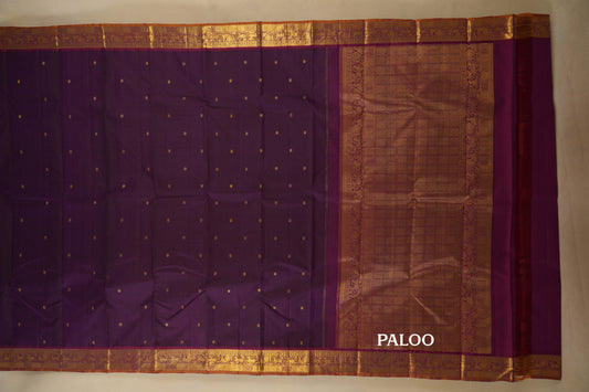 Dark Magenta with Maroon Borders Vintage Kanjivaram Silk Saree SS8302