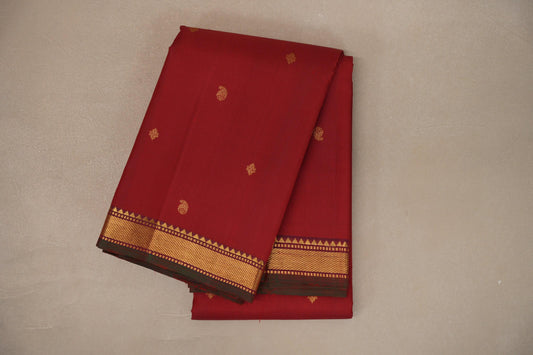 Deep Reddish Maroon Vintage Kanjivaram Silk Saree SS9392