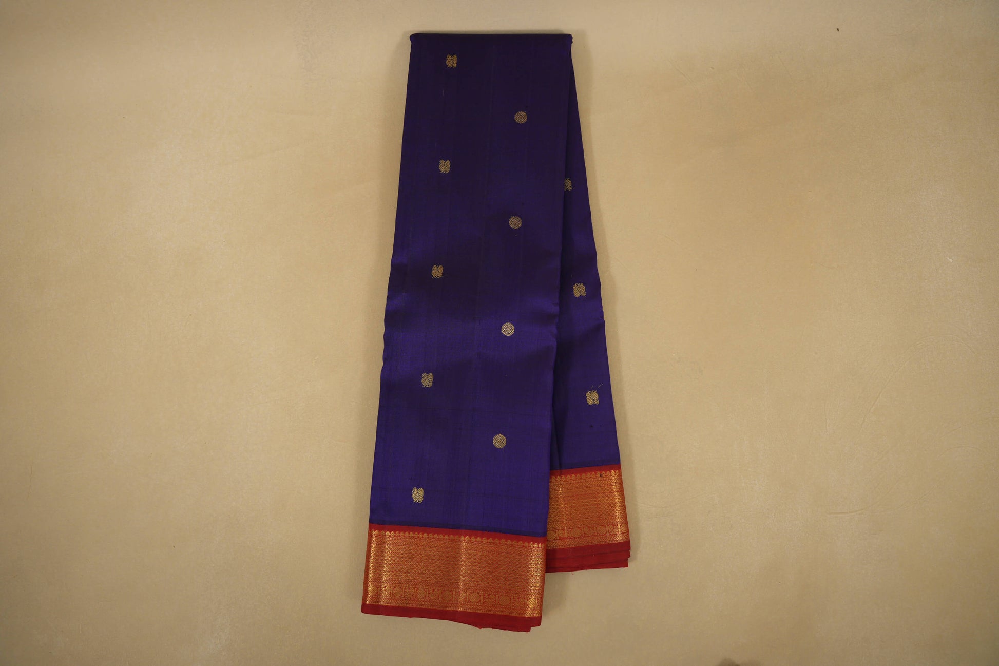 Online Ink Blue with Rust Borders Vintage Kanjivaram Silk Saree