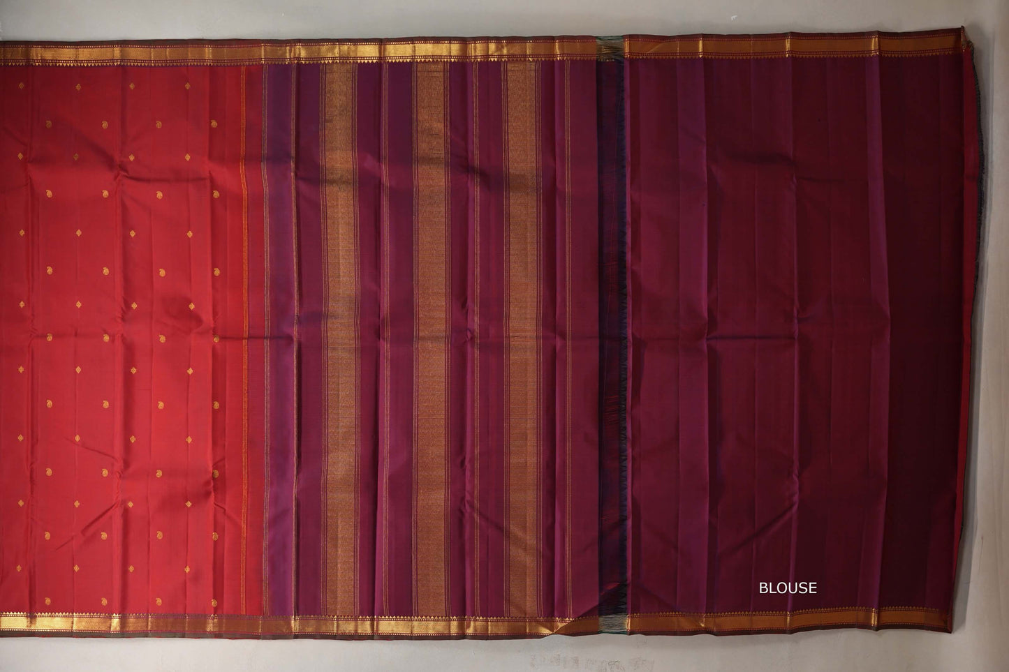 Deep Reddish Maroon Vintage Kanjivaram Silk Saree SS9392