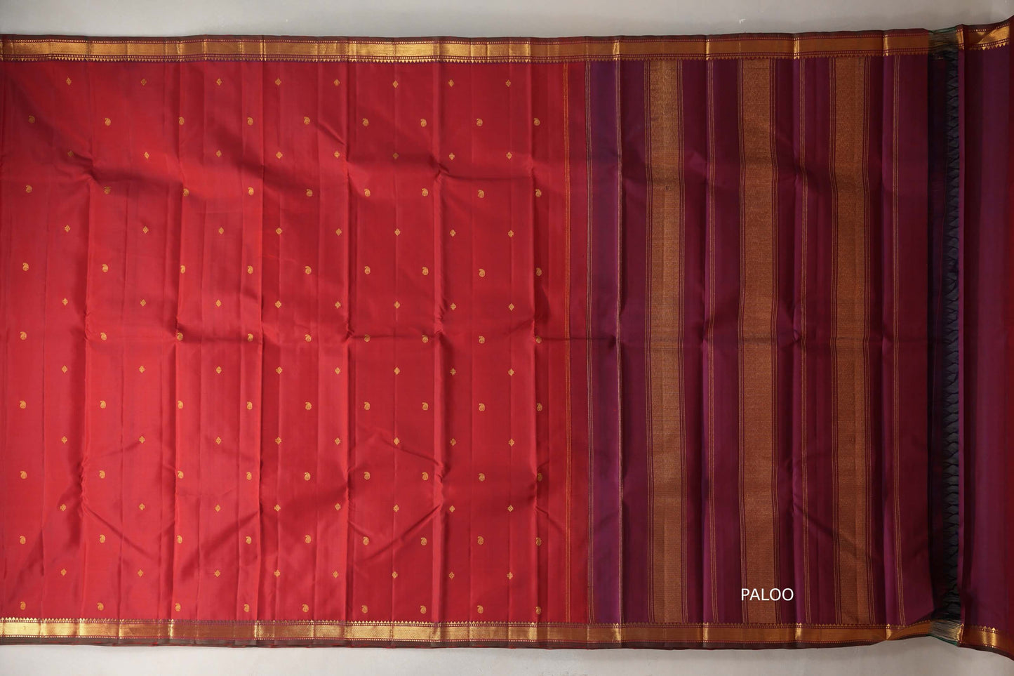Deep Reddish Maroon Vintage Kanjivaram Silk Saree SS9392