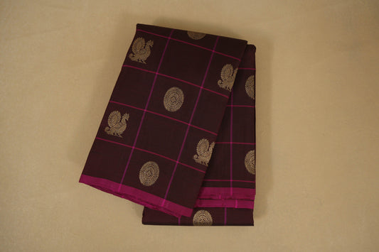 Coffee Brown Borderless Vintage Kanjivaram Silk Saree