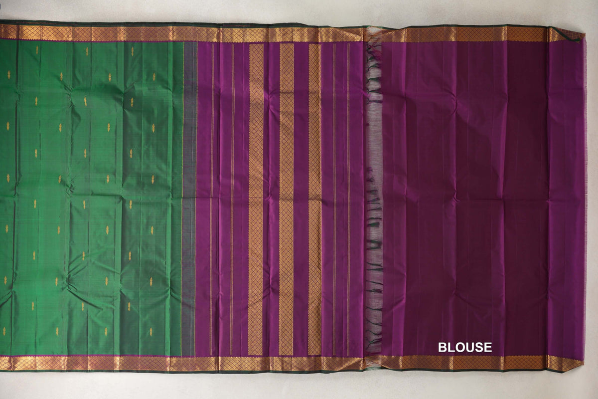 Forest Green Vintage Kanjivaram Silk Saree border