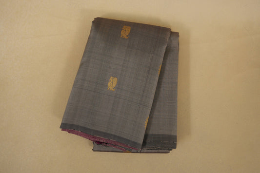 Gray Borderless Vintage Kanjivaram Silk Saree