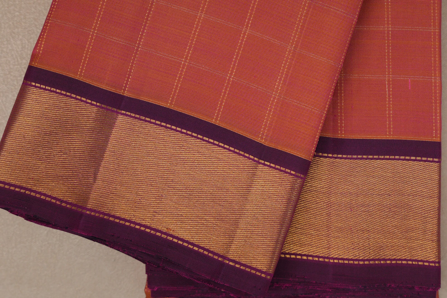 Dual Tone of Yellow and Pink Vintage Kanjivaram Silk Saree SS9395