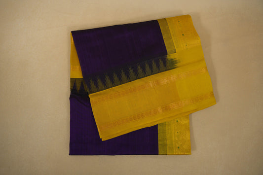 Purple with Lemon Yellow Borders Silk Cotton Saree