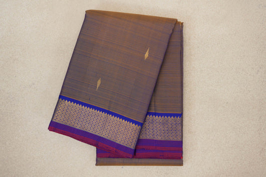Dual Tone of Royal Blue and Mustard Yellow Vintage Kanjivaram Silk Saree