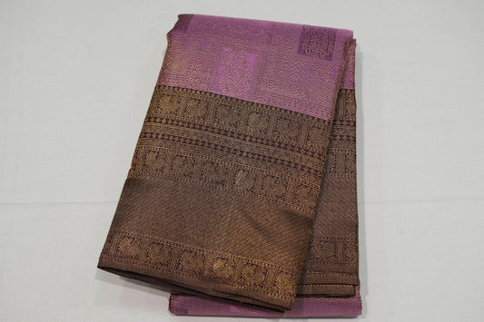 Dark lavender bridal kanchipuram silk saree