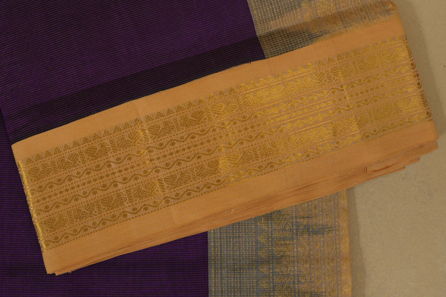 Purple with Sandal Borders Silk Cotton Saree online