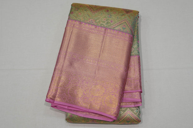 Multi-color bridal kanchipuram silk saree