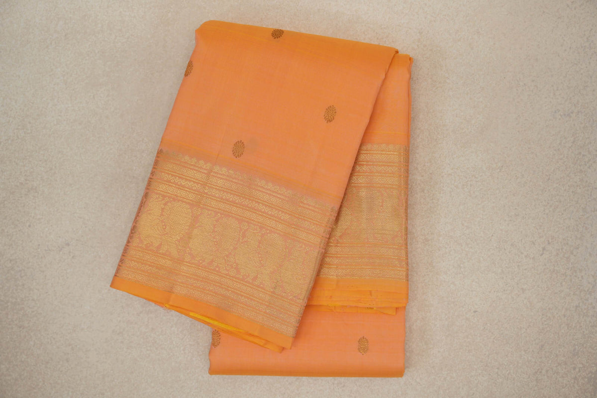 Peach Orange Vintage Kanjivaram Silk Saree