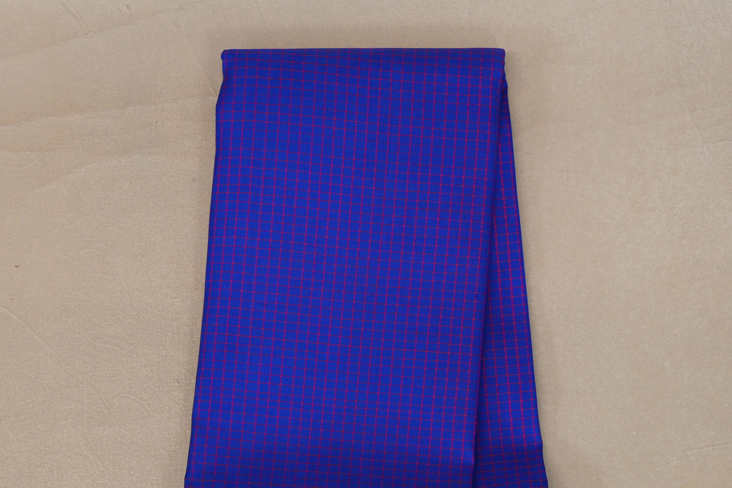 Royal Blue with Orangish Pink Rettai Pettu Borders Vintage Kanjivaram Silk Saree checked body