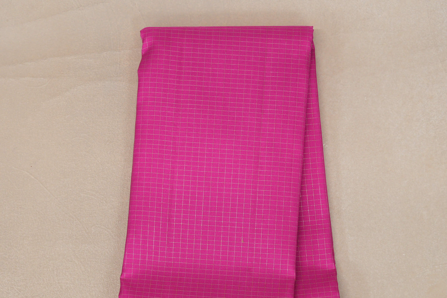 Bright Magenta with Pinkish Orange Rettai Pettu Borders Vintage Kanjivaram Silk Saree checked body