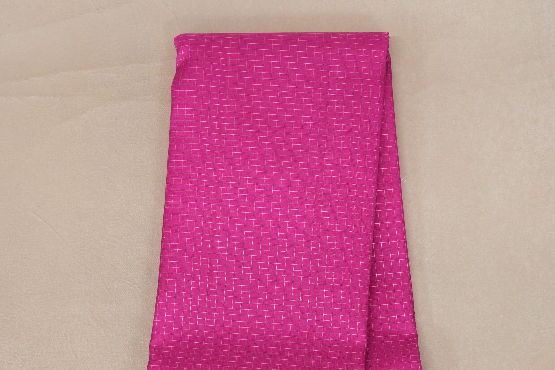 Bright Magenta with Pinkish Orange Rettai Pettu Borders Vintage Kanjivaram Silk Saree checked body