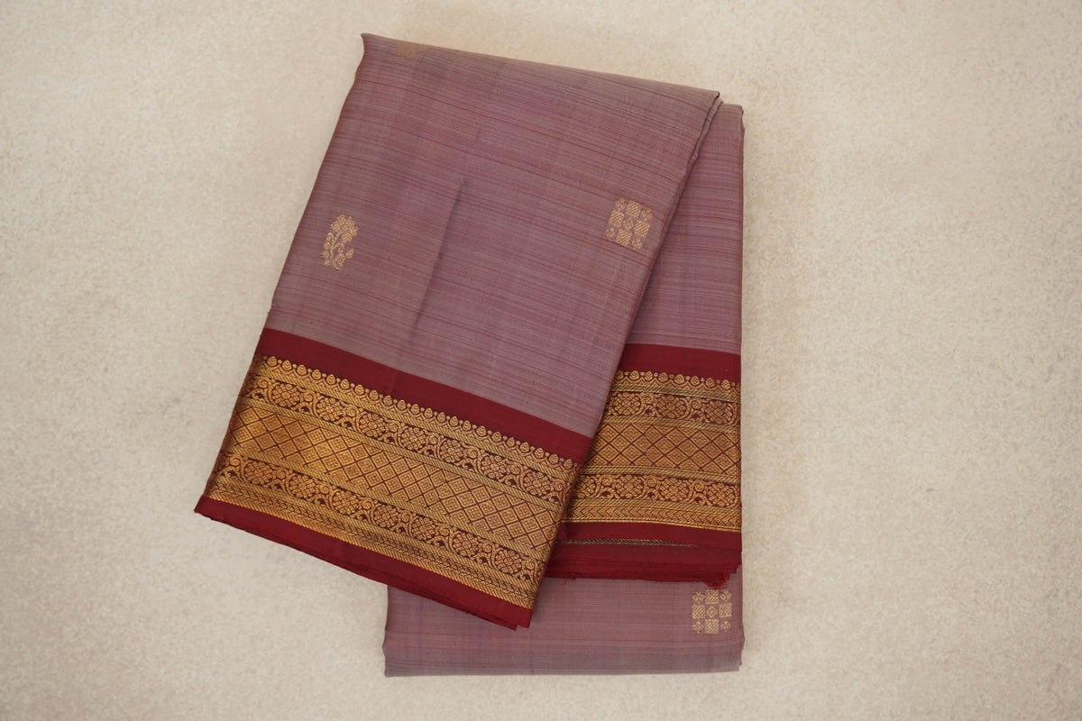 Onion Pink with Deep Maroon Borders Vintage Kanjivaram Silk Saree