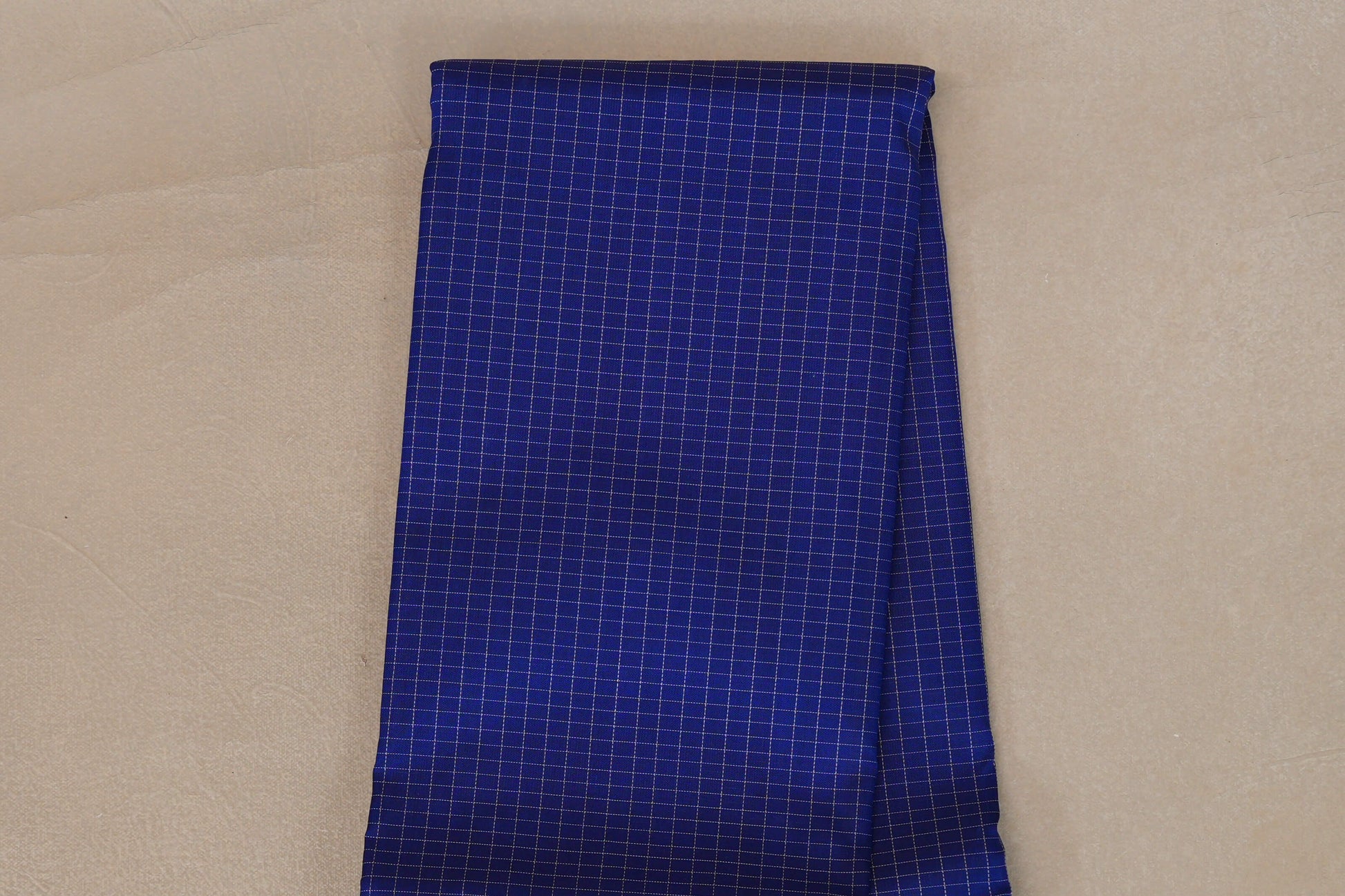 Deep Blue with Bluish Green Rettai Pettu Borders Vintage Kanjivaram Silk Saree zari checked body