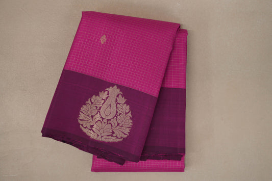 Bright Magenta with Deep Magenta Borders Vintage Kanjivaram Silk Saree