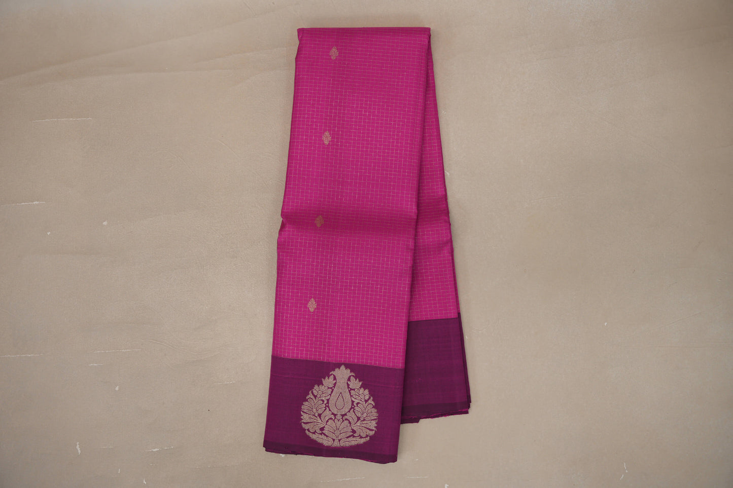 Online Bright Magenta with Deep Magenta Borders Vintage Kanjivaram Silk Saree