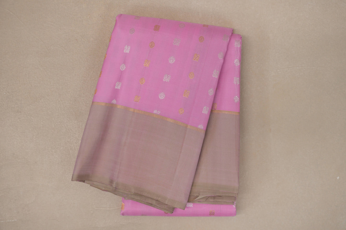 Pastel Pink with Dual Tone of Pink and Elaichi Green Borders Vintage Kanjivaram Silk Saree