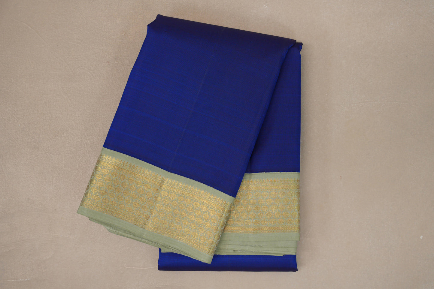 Deep Royal Blue with Pistachio Green Borders Vintage Kanjivaram Silk Saree